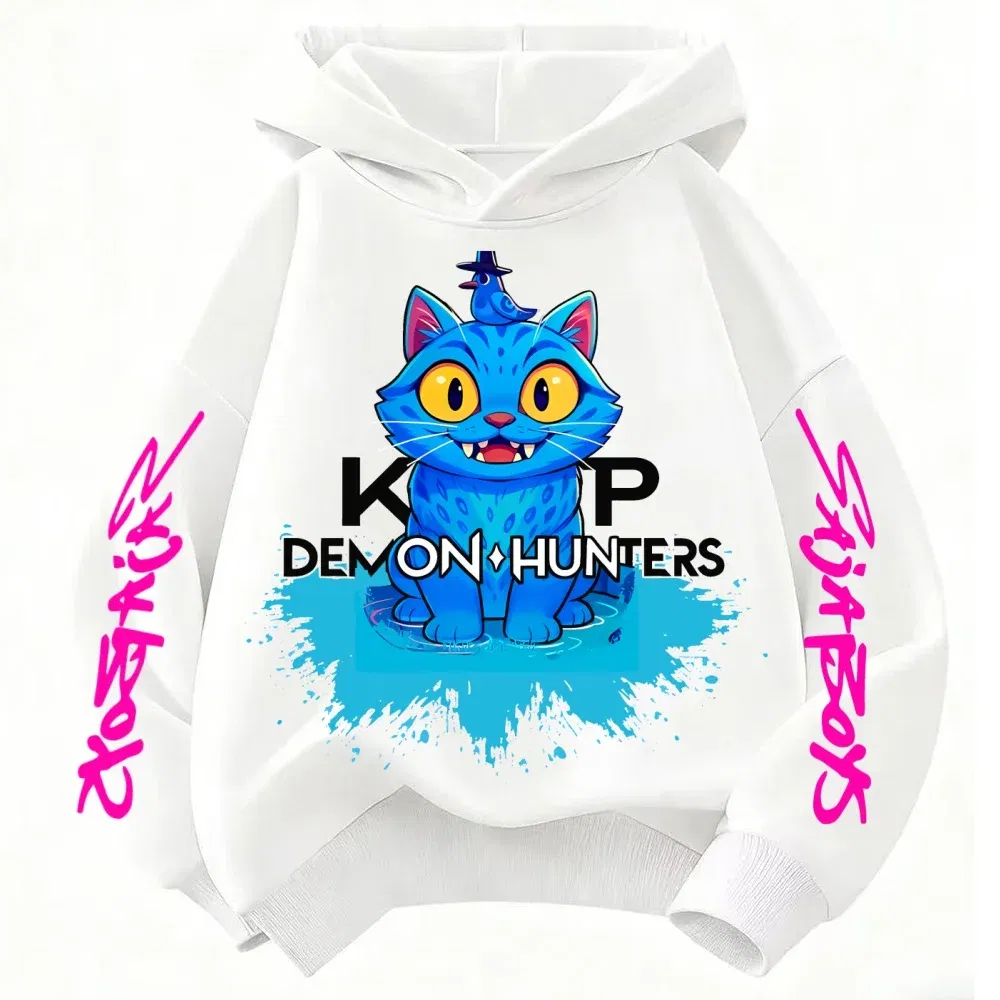 Color: Red, Kid Size: 2T - 2025 New Saja Boys Derpy KPop Demon Hunter Cartoon Boy Hooded Sweatshirt Warm Wave Fashion Casual Tops Casual Black Clothing