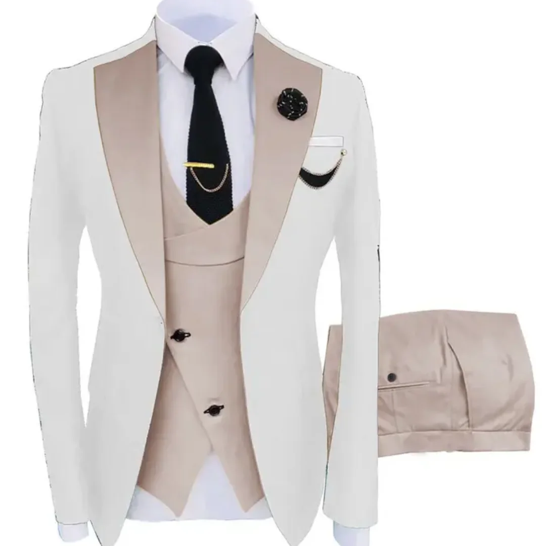 Color: ROYAL BLUE, Size: 6XL - 3pcs Men Coat Business Formal Slim Fit Suit Costumes Pour Homme Set Party Vest Pants Wedding Blazer Verde Hombre Terno Masculino