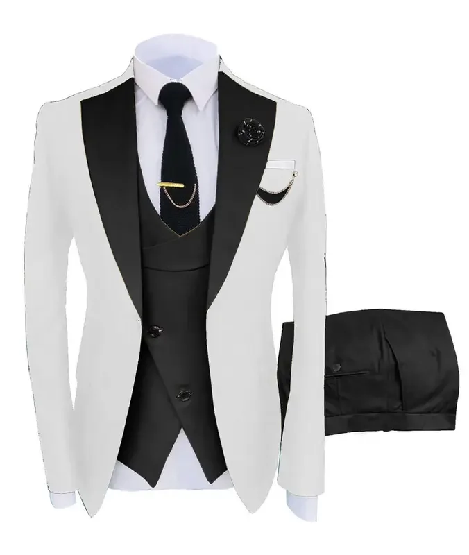 Color: ROYAL BLUE, Size: 6XL - 3pcs Men Coat Business Formal Slim Fit Suit Costumes Pour Homme Set Party Vest Pants Wedding Blazer Verde Hombre Terno Masculino