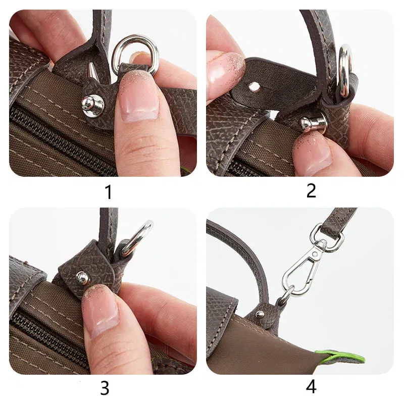 Color: Dark Grey, Size: 3/8" - Cow Leather Replacement Crossbody Bag Strap Fit for Longchamp 2025 Mocha Moka mini shoulder strap without punching modification