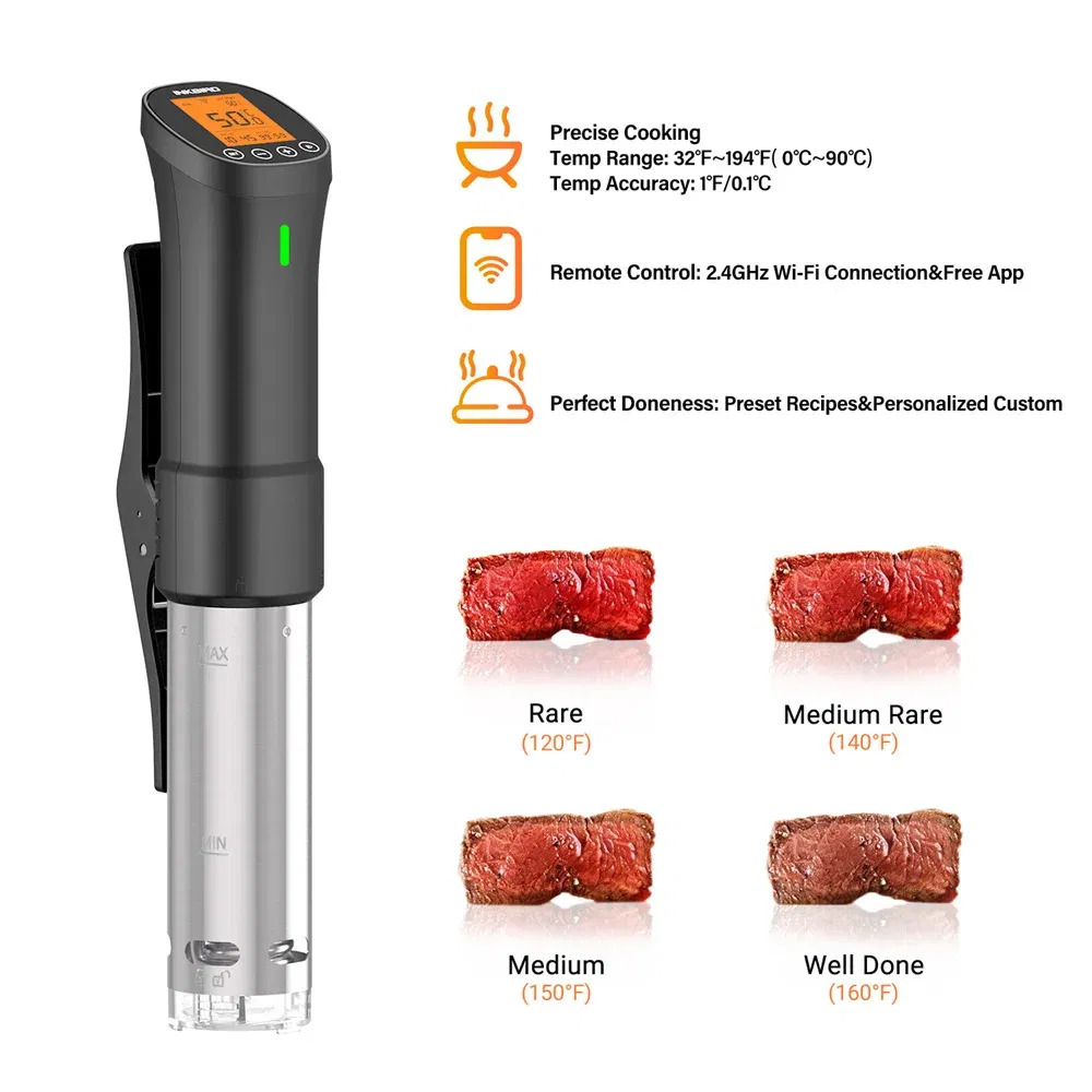 Color: Gold, Ships From: CHINA - INKBIRD Culinary Sous Vide ISV-200W Wi-Fi Precision Cooker Powerful&Durable Immersion Circulator with Stainless Steel Components