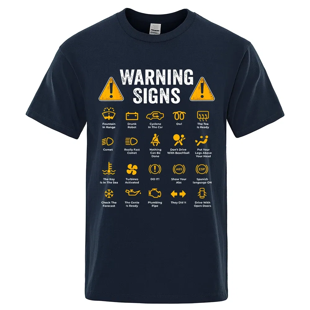Color: SKY BLUE, Size: L - Driving Warning Signs 101 Auto Mechanic Gift Driver Funny Print T-Shirt Fashion Casual Big size T Shirt Cotton Mens Tops Tees