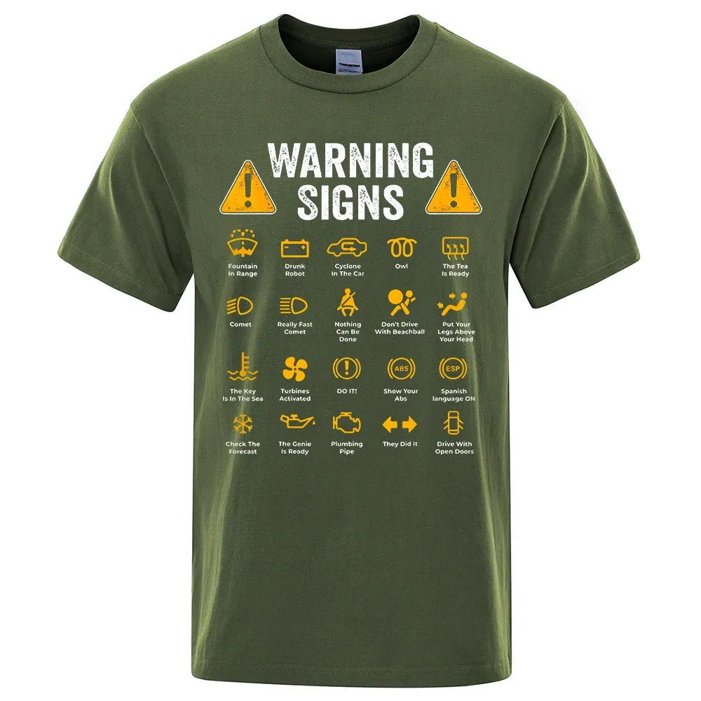 Color: SKY BLUE, Size: L - Driving Warning Signs 101 Auto Mechanic Gift Driver Funny Print T-Shirt Fashion Casual Big size T Shirt Cotton Mens Tops Tees