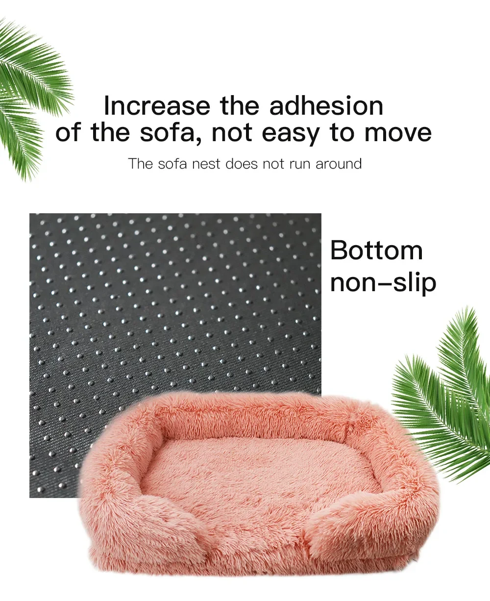 Color: aqua green , Size: XL - New Large Dog Bed Dog Plush Pet Bed Winter Thickened Pad Dog Sleeping Bed Sofa Removable Pad Dog Small Large Dog square kennel