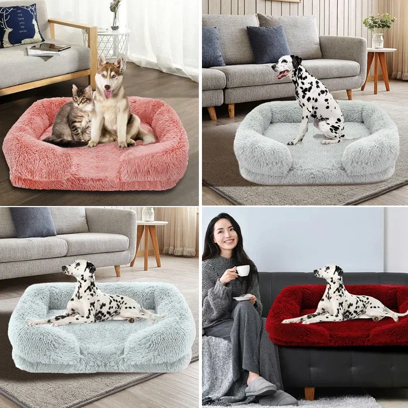 Color: aqua green , Size: XL - New Large Dog Bed Dog Plush Pet Bed Winter Thickened Pad Dog Sleeping Bed Sofa Removable Pad Dog Small Large Dog square kennel