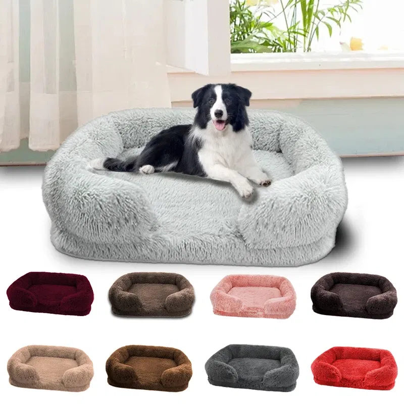 Color: aqua green , Size: XL - New Large Dog Bed Dog Plush Pet Bed Winter Thickened Pad Dog Sleeping Bed Sofa Removable Pad Dog Small Large Dog square kennel