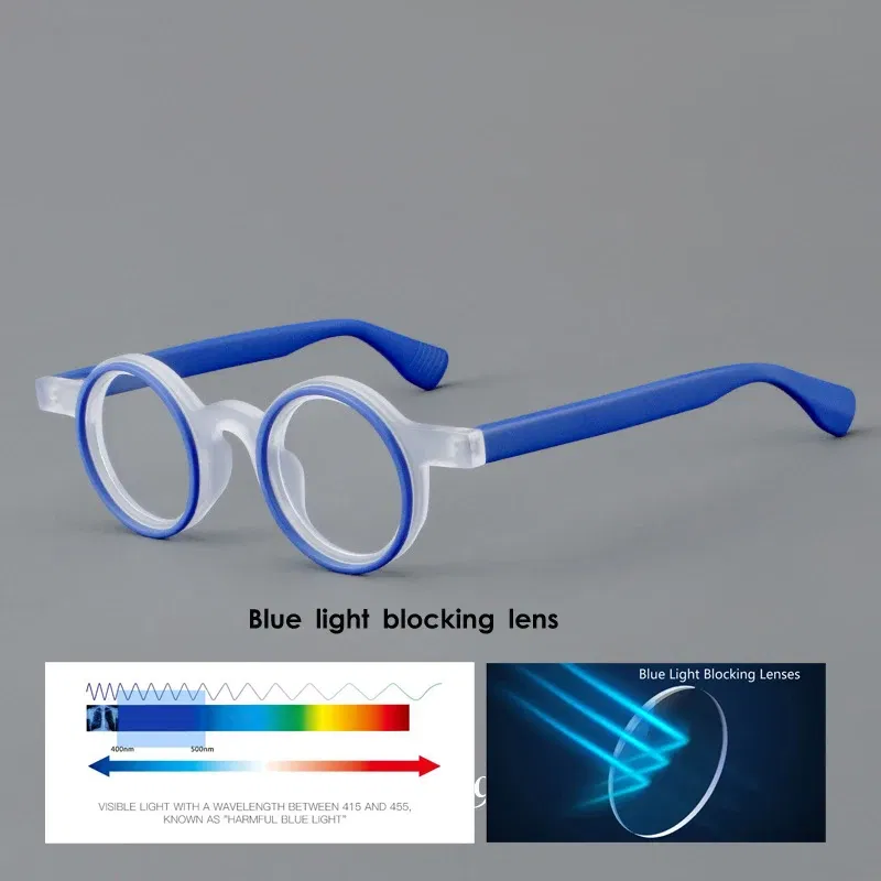 Frame Color: green, Eye Prescription: +225 - VCKA Round Acetate Photochromic Reading Glasses Frame Men Prescription Anti-blue Eyeglasses Women Custom Eyewear +0.50 to+6.0