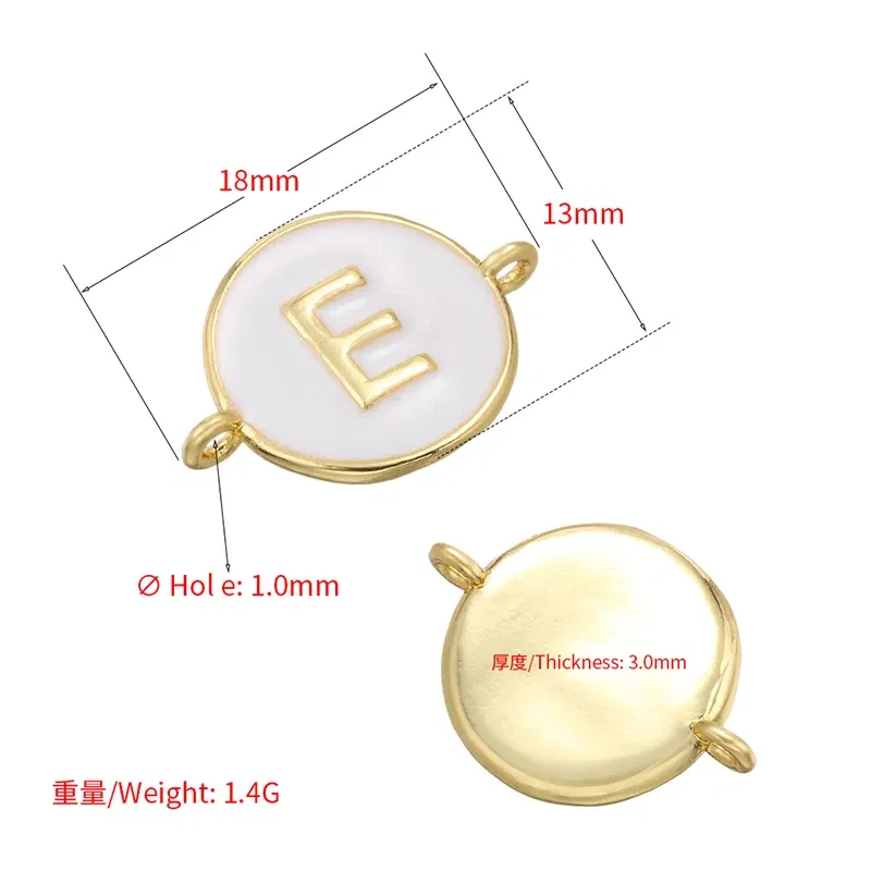 Color: Maroon - ZHUKOU 13x18mm white brass 26 letters jewelry connector for women bracelet necklace handmade jewelry accessories model: VS440