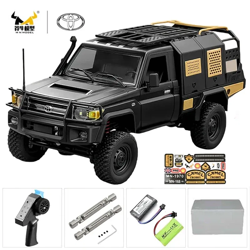 Color: Brown - MN MN82 1:12 Retro Rc Car With LED Lights Full-scale Simulation LC79 Professional 4WD Remote Control Pickup RC Truck Model Toys