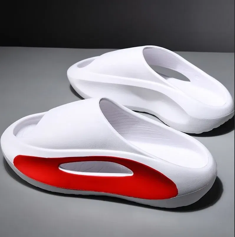 Color: Beige, Shoe Size: 38-39 - Summer Slippers Men Women EVA Soft Bottom Indoor Home Slides Sandals Light Beach Shoes Male Slippers Flip Flops Big Size 46 47