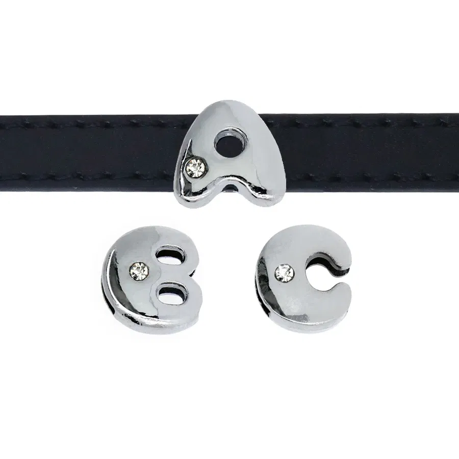 Color: COLOR - 8mm Fat Slide Letters Charms Bracelet Women Jewelry Making 1pc Slide Alphabet A-Z DIY Wristband Belt Keychain Pet Collar