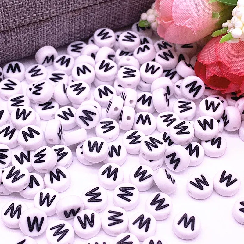 Color: Sky blue - 100pcs/lot 7x4mm 26 Letter Beads Round Shape Beads Alphabet Letter Charms for Make Jewelry Accessories