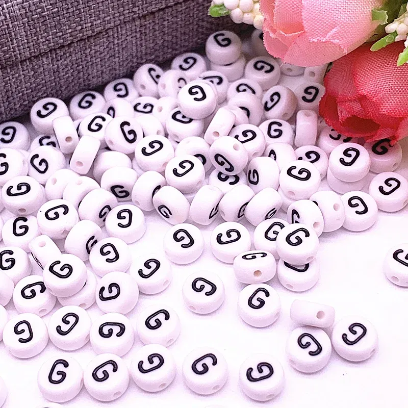 Color: Sky blue - 100pcs/lot 7x4mm 26 Letter Beads Round Shape Beads Alphabet Letter Charms for Make Jewelry Accessories