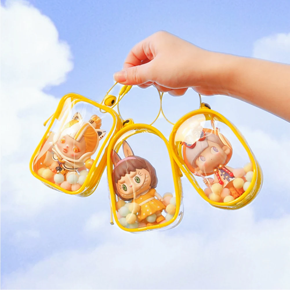 Color: Pink - 1PC Thicken Transparent Mystery Box Storage Case Keychain Bag Storage Pouch Organizer Box Classic Doll Bag Keychain Wallet