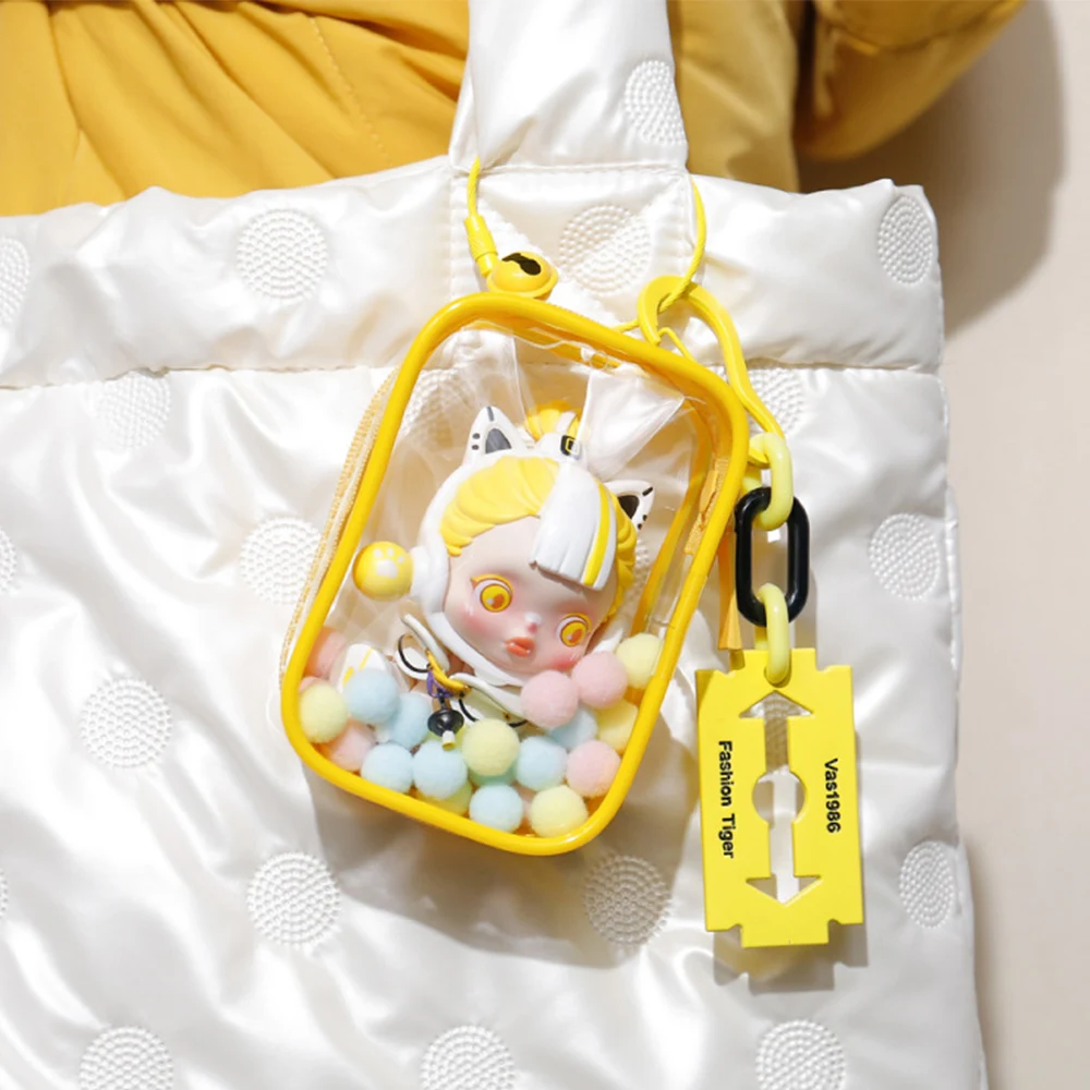 Color: Pink - 1PC Thicken Transparent Mystery Box Storage Case Keychain Bag Storage Pouch Organizer Box Classic Doll Bag Keychain Wallet