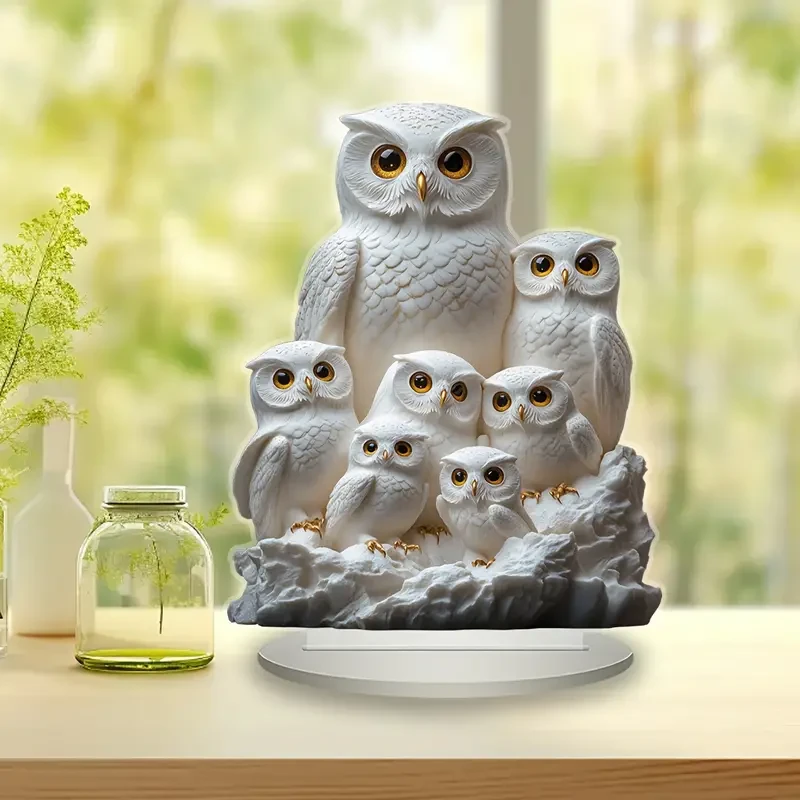 Charming Owl Family Acrylic Decor