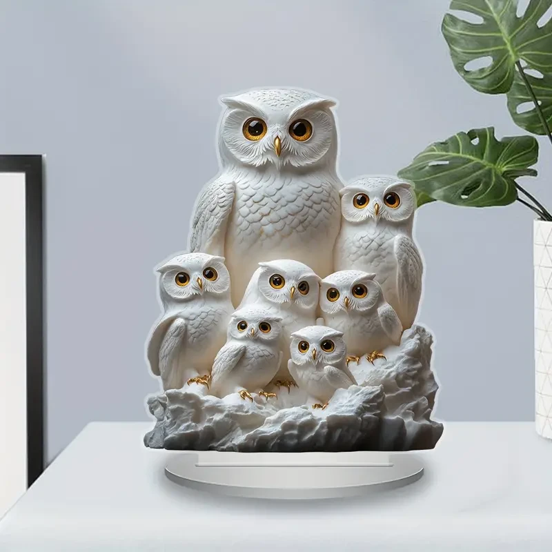 Charming Owl Family Acrylic Decor