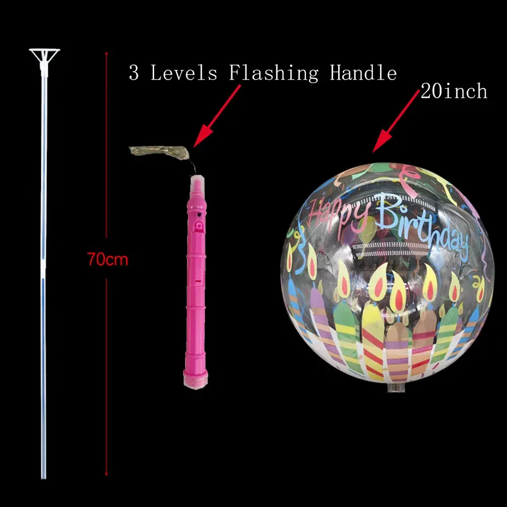 Color: Dark Khaki, Ballon Size: 10inch, Shape: N - 1/5/10/20/30pcs LED Light Up BoBo Balloons Colorful 3 Levels Flashing Handle 20 Inches Bubble Balloon 70cm Stick