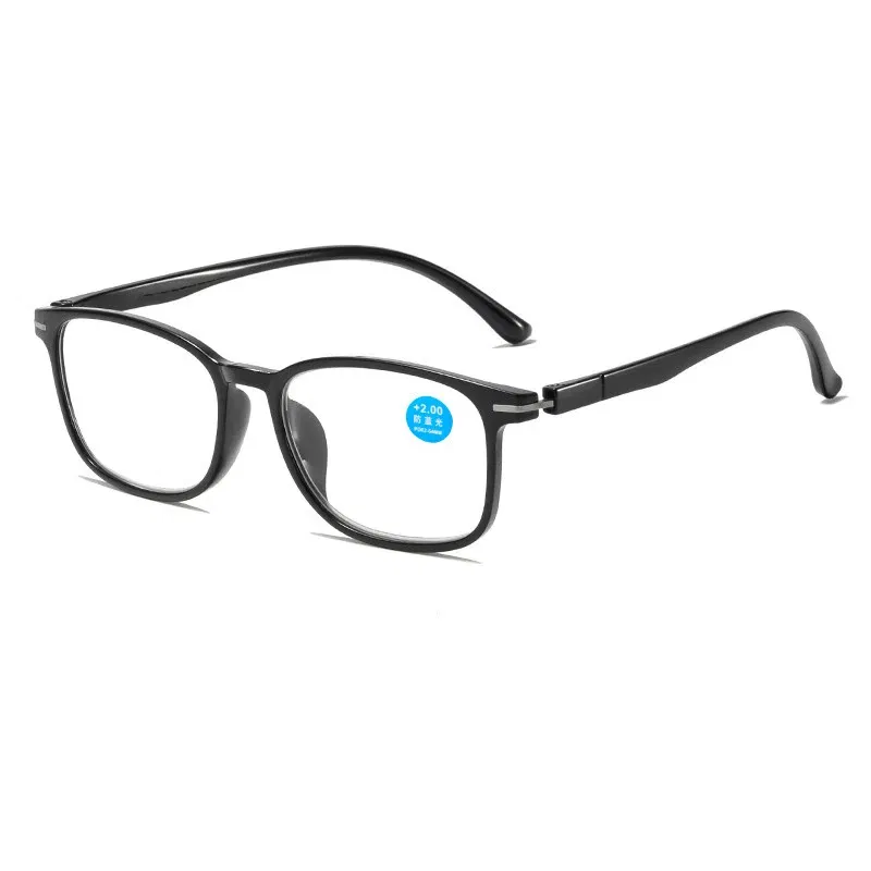 Eye Prescription: +400, Frame Color: black - New Anti Blue Light Reading Glasses Fashion Presbyopic Eyewear Men Women Sauqre Ultralight Hyperopia Eyeglasses +100 To +400