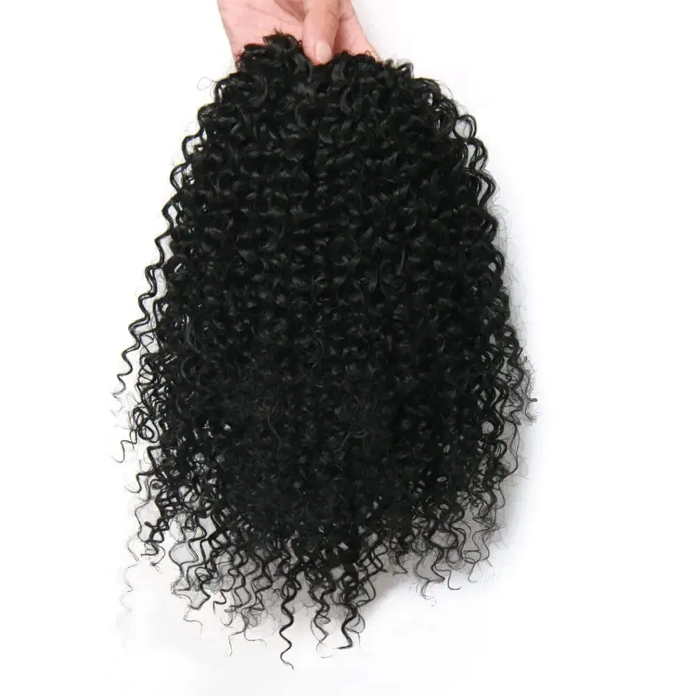 Color: #2, Stretched Length: 20inches - Synthetic Short Afro Kinky Curly Ponytail Hair Piece for African American Ponytail Extension Afro Kinky Curly Ponytail for Women