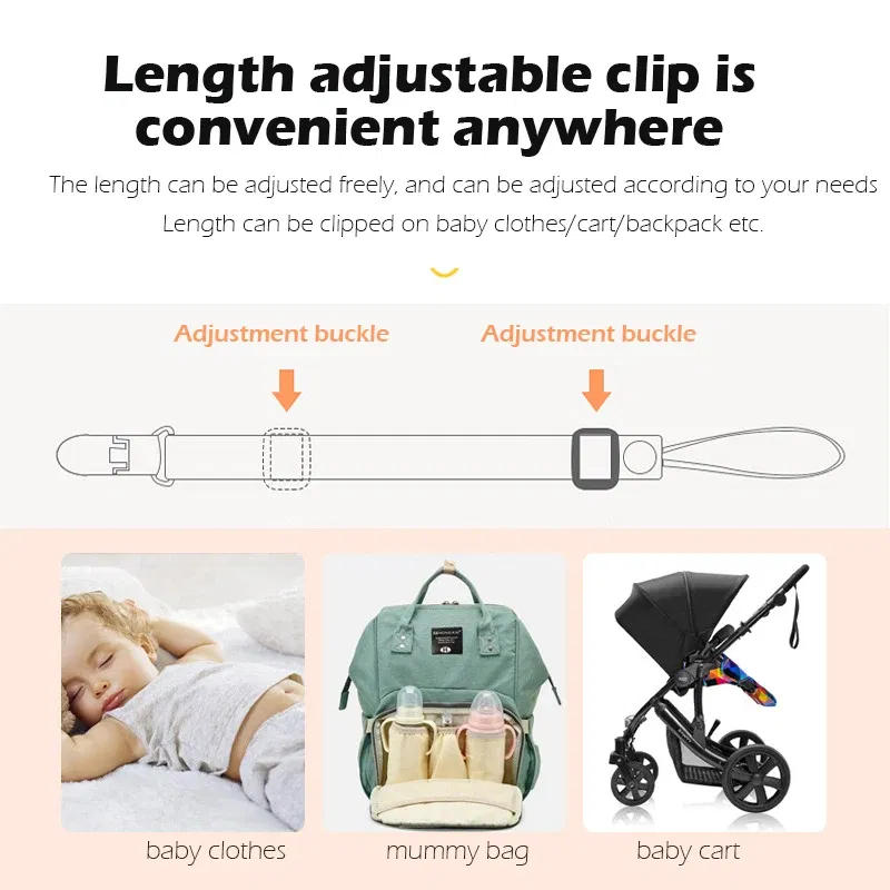 Color: light yellow, Ships From: CHINA - 1pcs Adjust Baby Pacifier Clip Chain Ribbon Dummy Holder Chupetas Soother Pacifier Clips Strap Nipple Holder for Infant Feeding