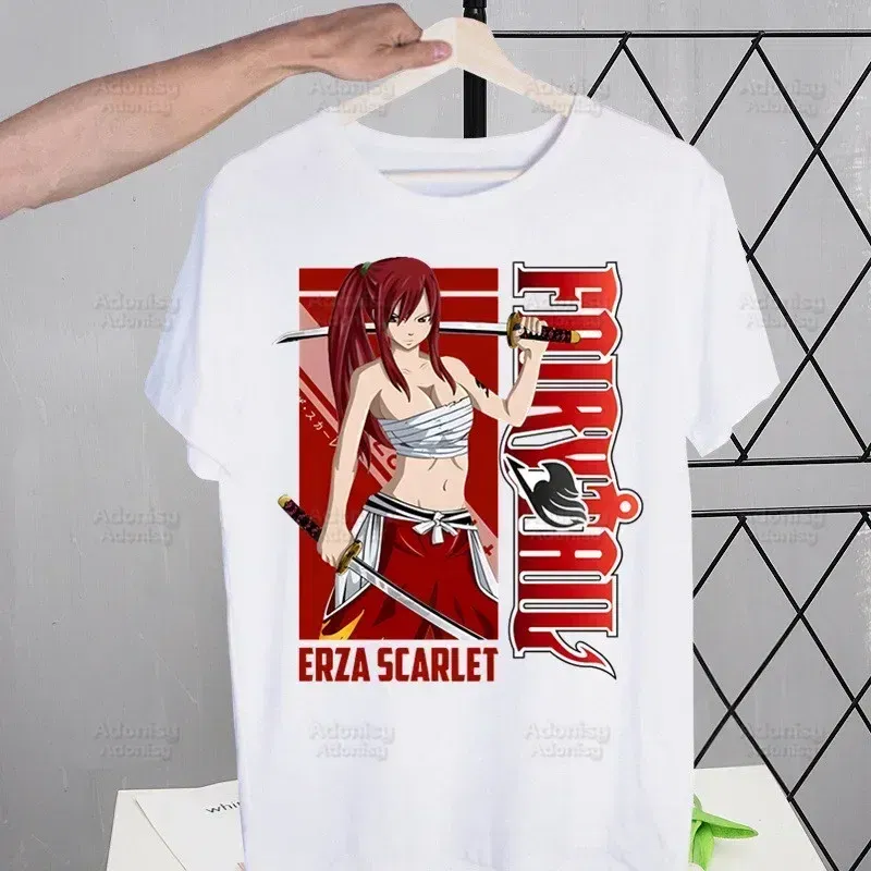 Color: SKY BLUE, Size: M - Anime Fairy Tail Cartoon Natsu Erza Gray Lucy T-shirts Summer Men/Women Hip Hop Tshirt Streetwear t shirts Short Sleeve Tops