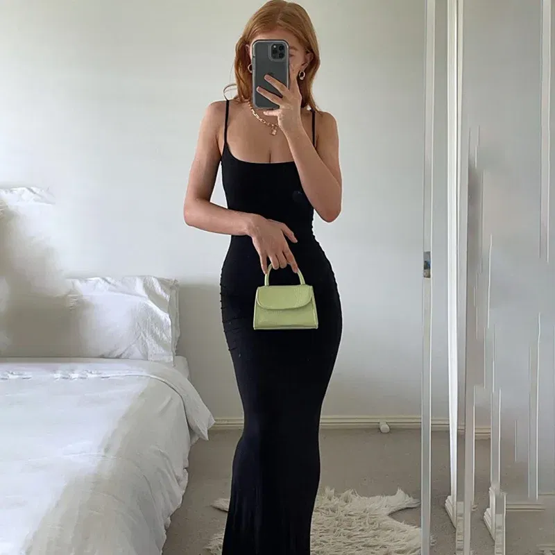 Color: Brown, Size: XL - Satin Slip Sleeveless Backless Maxi Dress Women 2023 Y2K Summer Bodycon Elegant Sexy Outfits Ladies Birthday Party Club Sundress