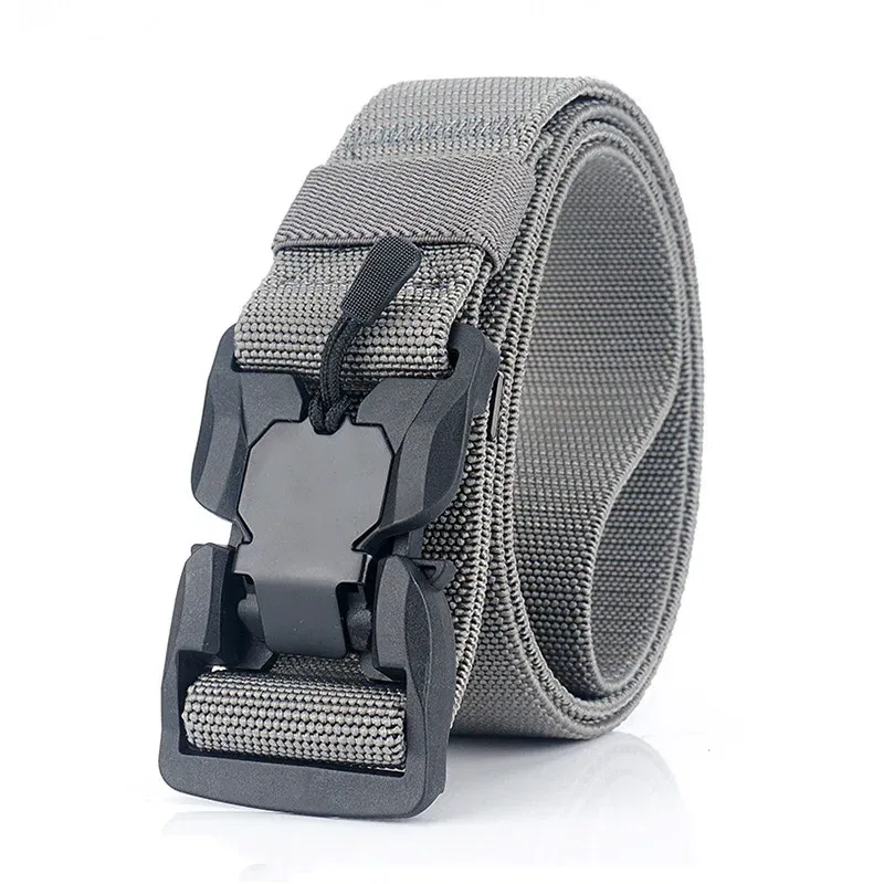 Color: Dark Khaki, Belt Length: 125cm, Ships From: CHINA - Military Nylon Tactical Belt for Men Women Unisex Magnetic Quick Release Buckle Army Outdoor Training Waist Belts Strap Nylon