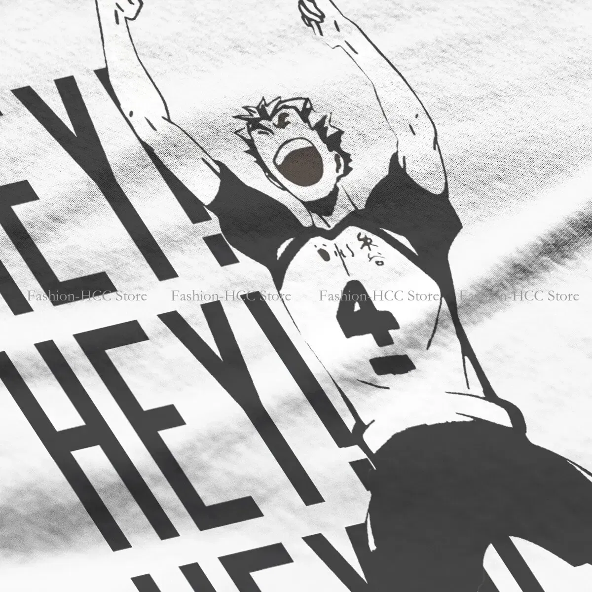 Color: WHITE, Size: S - Haikyuu Cartoon Anime Polyester TShirts Bokuto Kotaro Hey Hey Hey Print Men's T Shirt New Trend Clothing