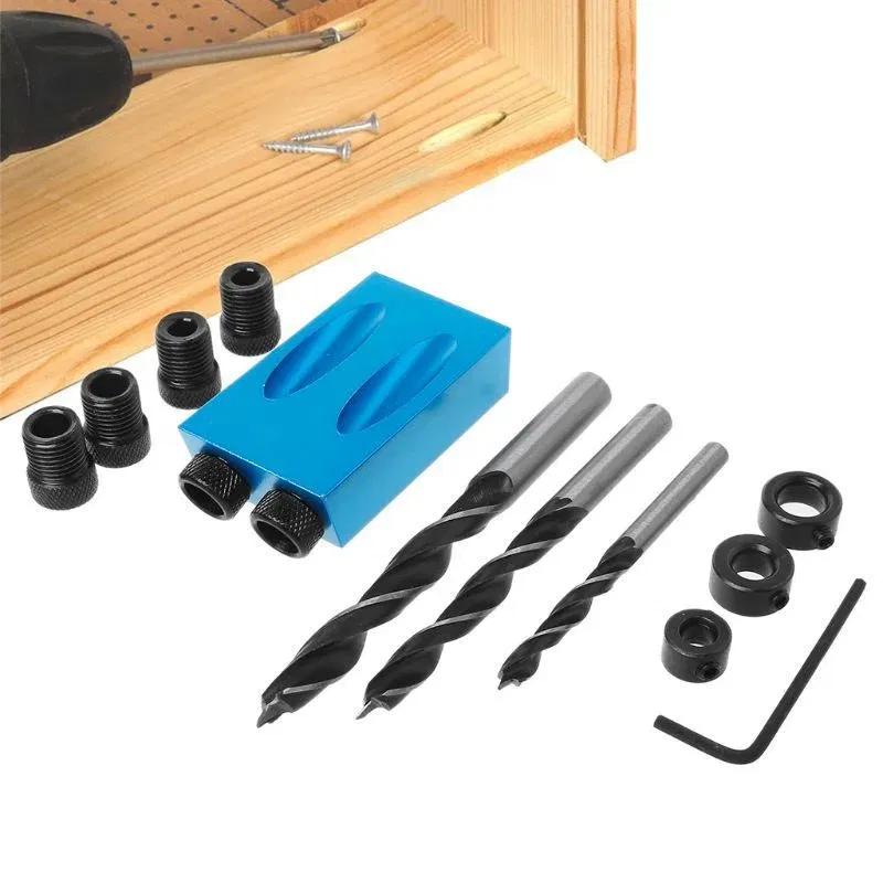 Color: WHITE, Ships From: CHINA - ZK30 15 Degree Oblique Hole Locator Angle Drilling Locator Aluminium Woodworking Drill Bits Jig Clamp Kit Guide Wood Hand Tools
