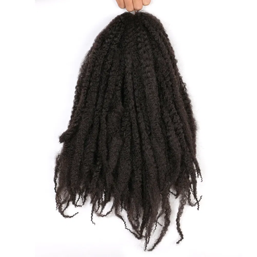 Color: #4, Stretched Length: 18inches, Bulk Buy: 3Pcs/Lot - 18 Inch Synthetic Marley Twist Braiding Hair Afro Kinky Curly Crochet Hair for Faux Locs Long Springy Twist Hair Extensions