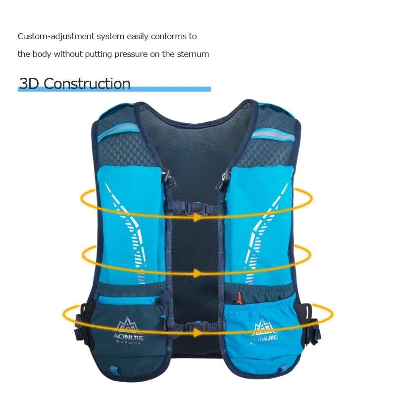 Color: silver color - AONIJIE C9102S Ultra Vest 5L Hydration Backpack Pack Bag Soft Water Bladder Flask Set For Hiking Trail Running Marathon Race