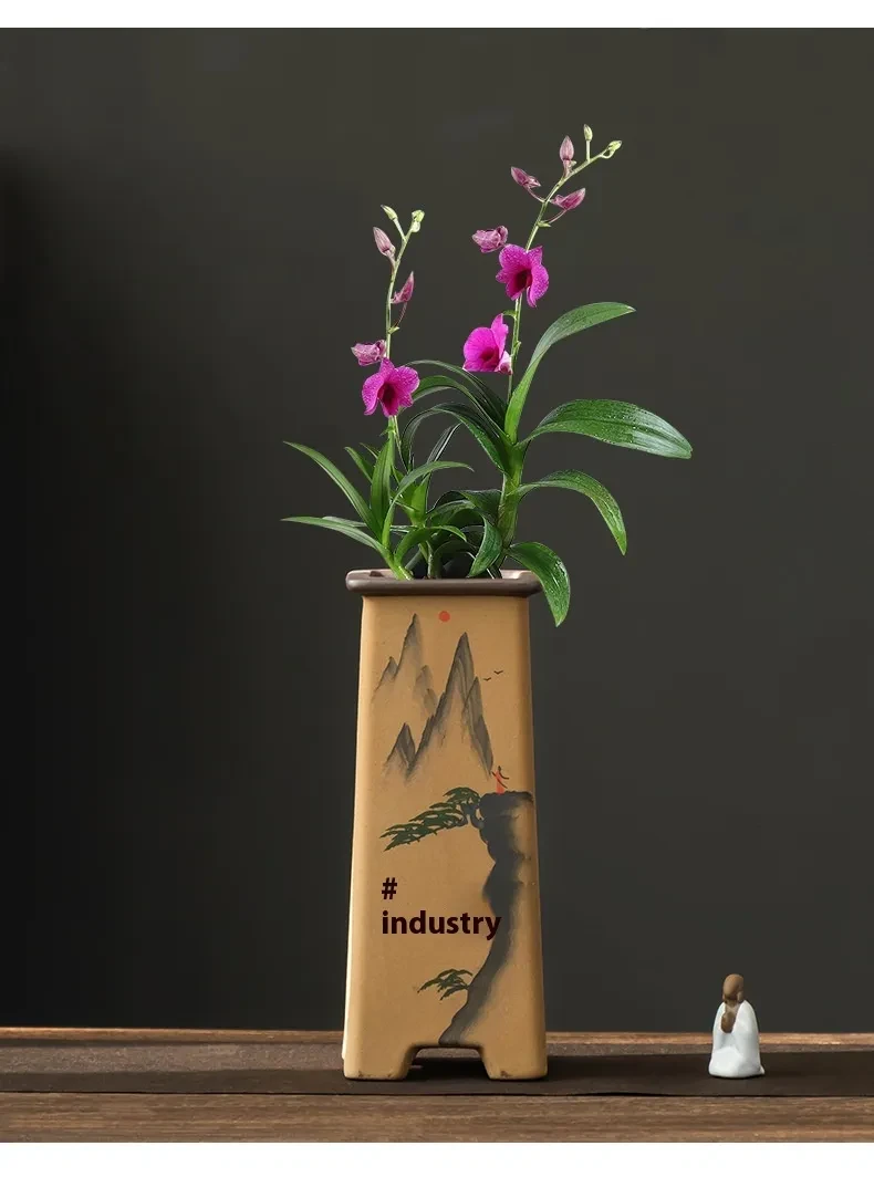 Purple Sand Retro Clivia Special Bonsai High Leg Plant Pot Home Indoor Desktop Decoration With Support