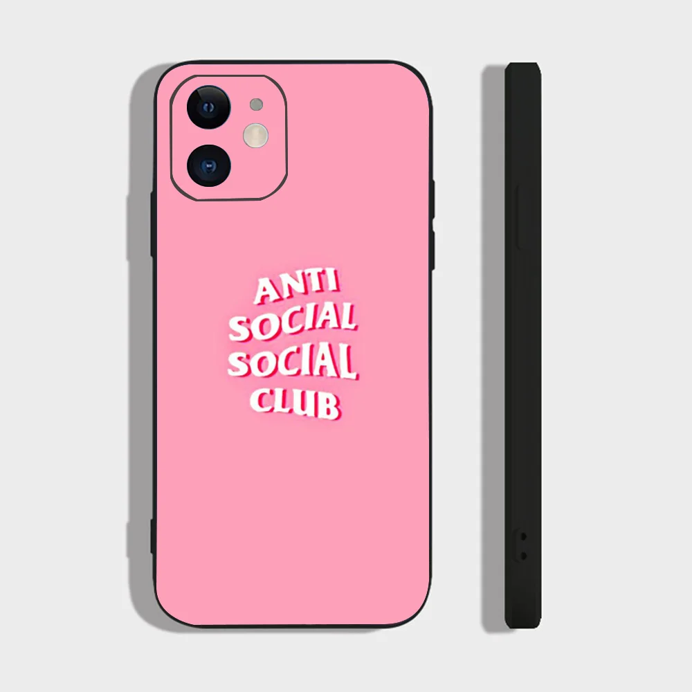 Color: green, Material: CANVAS - Anti Social Social Club Phone Case For IPhone 16 15 14 13 Pro Max 11 12 Mini X Xs XR Se 2022 Black Silicone Cover