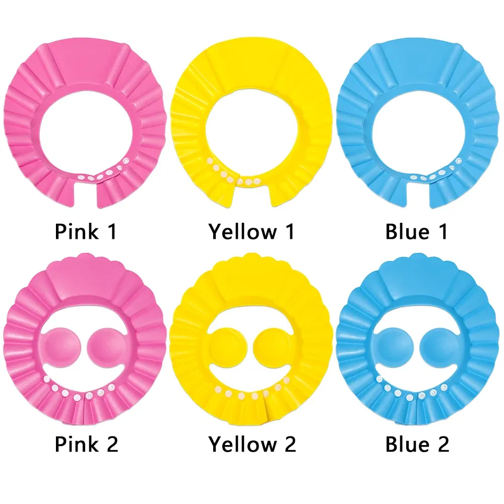 Color: GRAY - Baby Shower Soft Cap Adjustable Hair Wash Hat for Kids Ear Protection Safe Children Shampoo Bathing Shower Protect Head Cover