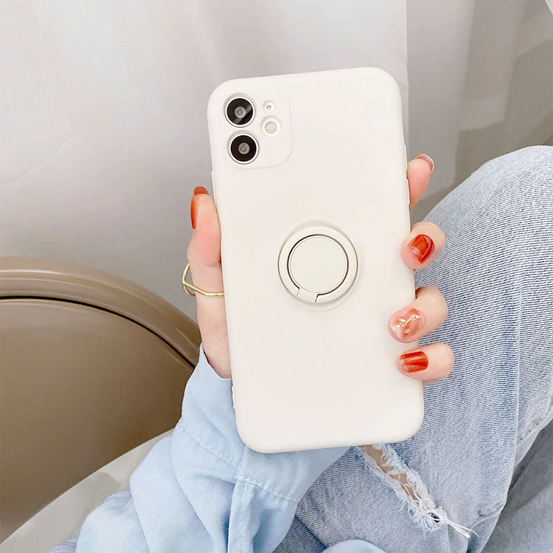 Color: Ivory, Compatible-Phone Models: For iPhone 15 Pro, Ships From: CN - With Ring Holder Shockproof Case For IPhone 16 15 14 13 12 11 Pro Max Silicone TPU Soft Back Cover