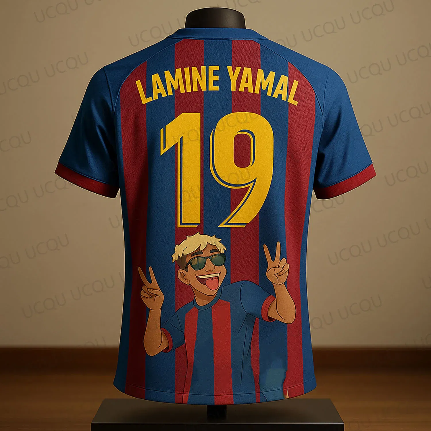 Color: Beige, Kid Size: 18M - Lamine Yamal #19 Cartoon Football Jersey 3D Printed Shirt Fanwear Limited Edition Streetwear Style