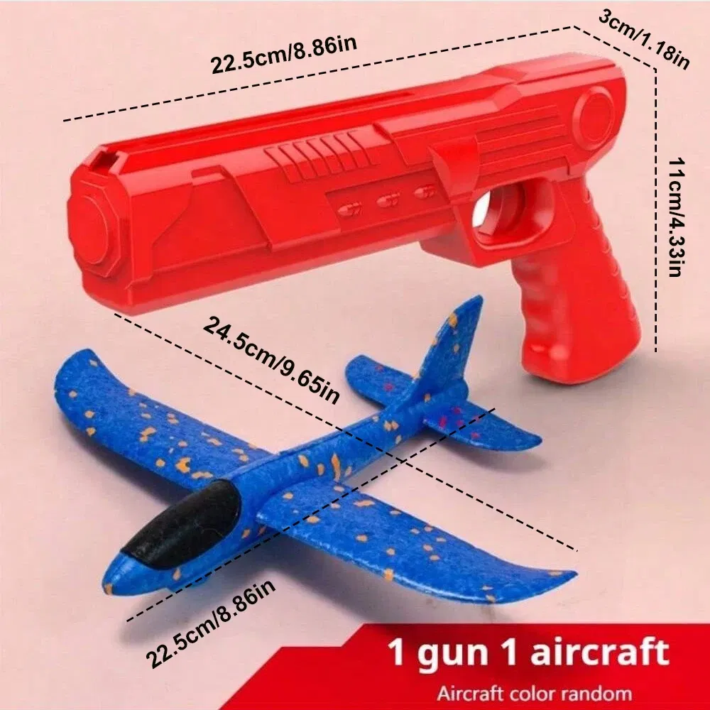 Color: Blue - Airplane Launcher Toys Outdoor Sports Flying Toys Children's Foam Ejection Aircraft Toys Birthday Gifts for Boys Girls