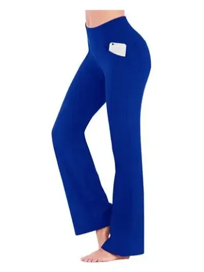 Color: Blue, Size: XXXL - Ogilvy Mather Solid Elegant Female Lady Women's Legs Pants Palazzo Flared Wide Killer High Waist OL Ladies Career Long Trousers