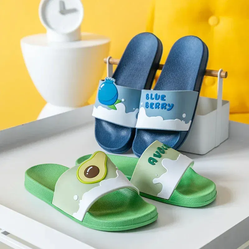 Color: black, Shoe Size: 3.5 - New Shoes for Women PVC Slippers Fashions Cartoon Fruit Sandals Flip Flops Summer Casual Beach Home Bath Thick Non-Slip Slippe