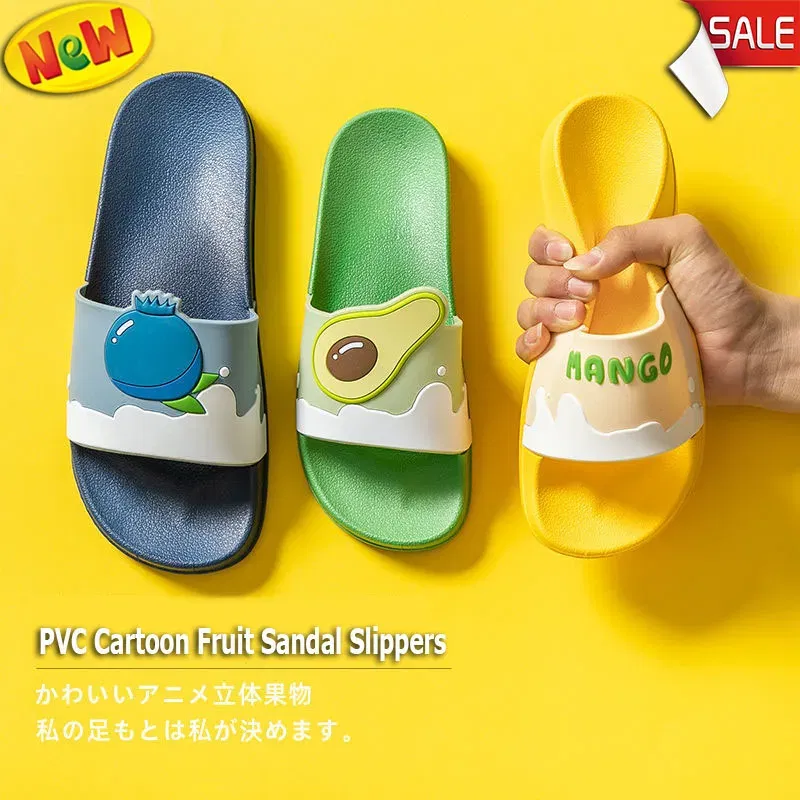 Color: black, Shoe Size: 3.5 - New Shoes for Women PVC Slippers Fashions Cartoon Fruit Sandals Flip Flops Summer Casual Beach Home Bath Thick Non-Slip Slippe