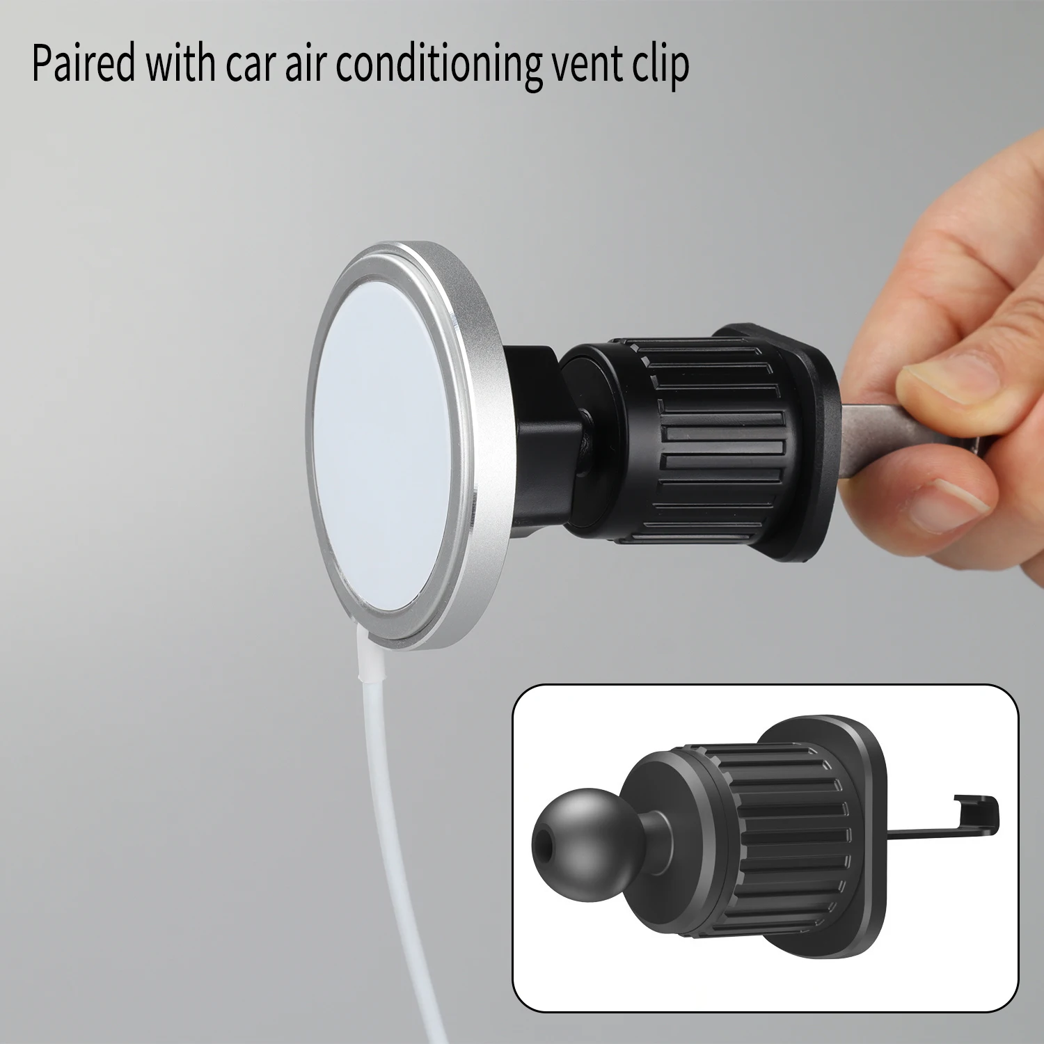 Color: Silver - Suitable For Apple MagSagfe Charger 15W 25W Car Navigation Base Wireless Charger Phone Holder Car Air Outlet Holder