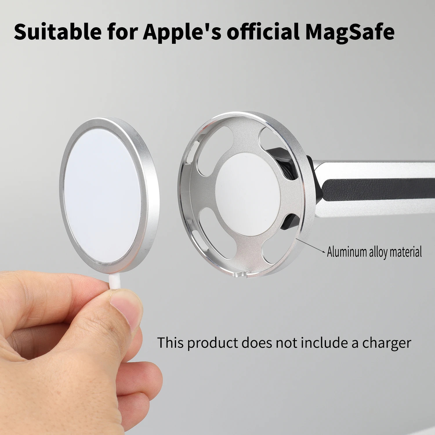 Color: Silver - Suitable For Apple MagSagfe Charger 15W 25W Car Navigation Base Wireless Charger Phone Holder Car Air Outlet Holder
