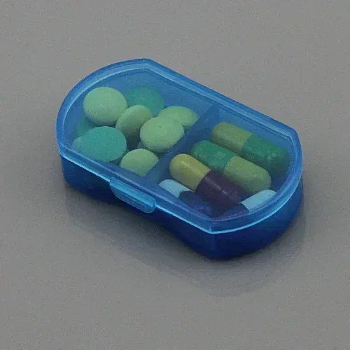 Color: Blue - 2-cell Mini Portable Small Pill Box Ultra-small Pill Box Plastic Storage Box Dustproof Storage Box