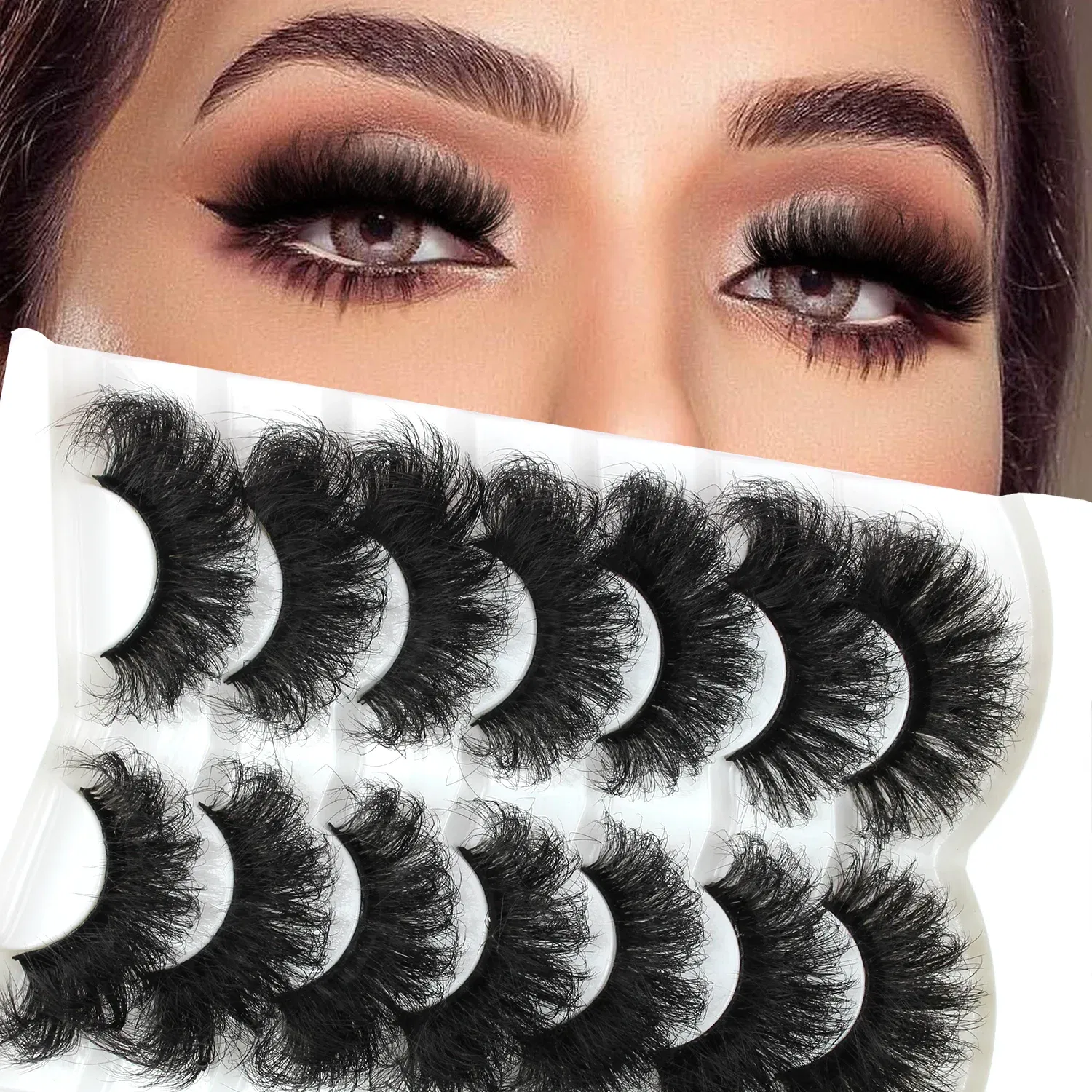 Color: Brushed Chrome, Ships From: CN - 7 Pairs Fluffy False Eyelashes, Naturally Soft & Thick 9D Faux Mink Eyelashes , Enhance Eye Makeup