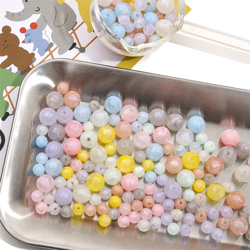 Color: WHITE, Ships From: CN - 20/50pcs 8/12mm Acrylic Round Pearl Luster Beads for Earring Necklace Keychain DIY Jewelry Making