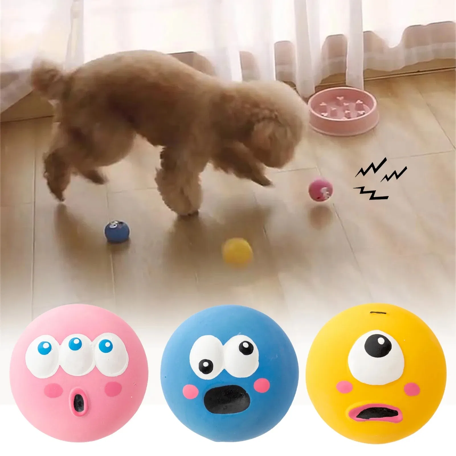 Color: Blue - Pet Dog Toy Puppy Cat Sounding Toy Squeaky Dog Toys Pets Internective Toy Big Eyes Bouncy Dog Balls Toy Ball Pet Chew Balls Toy