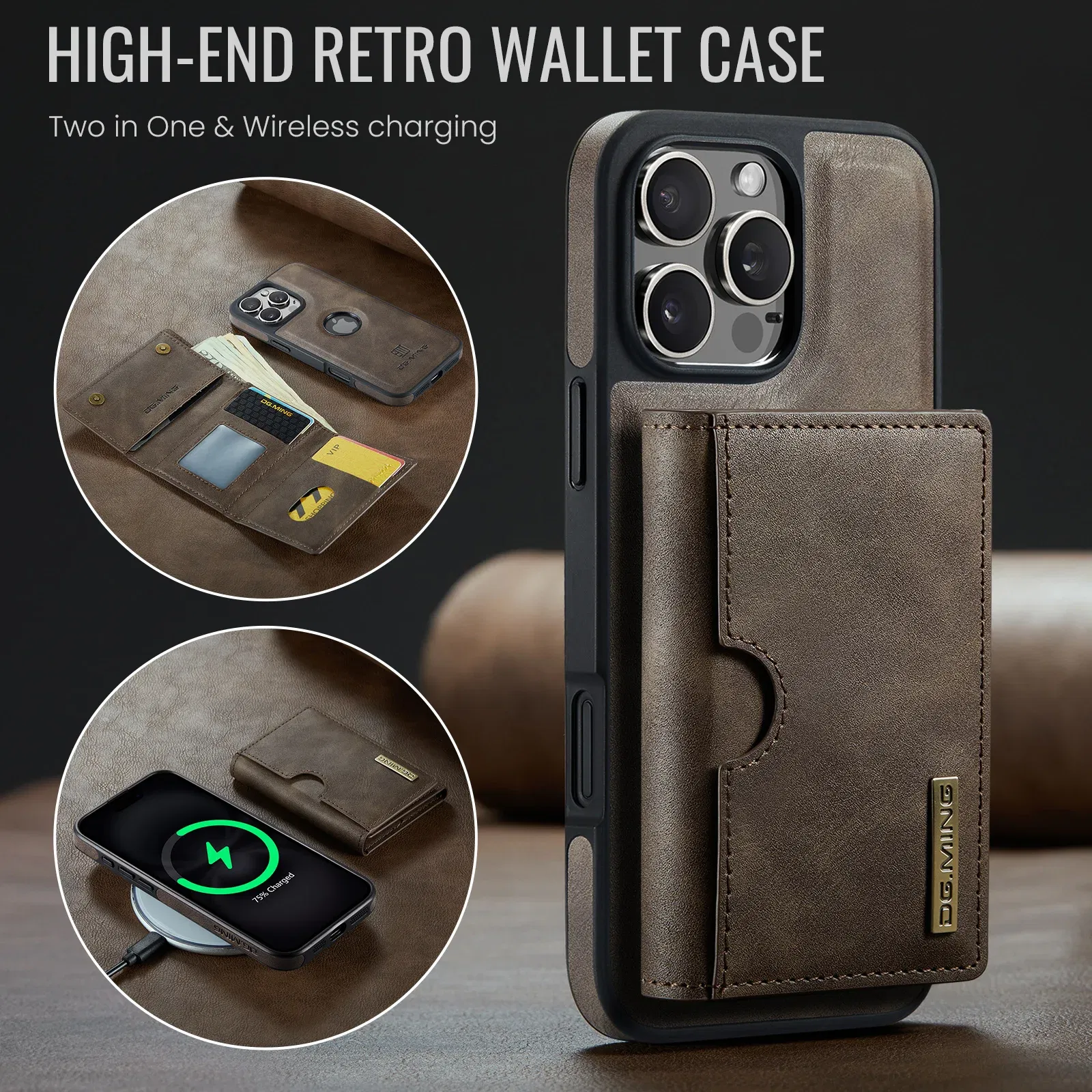 Color: Blue, Material: Plastic - Detachable 2 IN 1 Magnetic For Magsafe Leather Case For iPhone 16 Pro Max 15 12 13 11 14 Plus 16e Flip Wallet Card Holder Cover