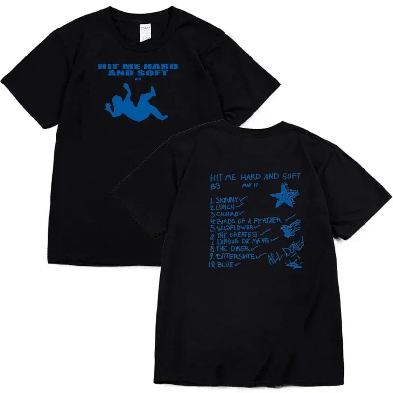 Color: black, Size: XXXL - Summer Men's and Women's T-shirt Billie Hit Me Hard and Soft Printed T-shirt O-neck Cotton European Size Casual Short Sleeved