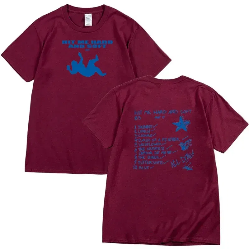 Color: black, Size: XXXL - Summer Men's and Women's T-shirt Billie Hit Me Hard and Soft Printed T-shirt O-neck Cotton European Size Casual Short Sleeved
